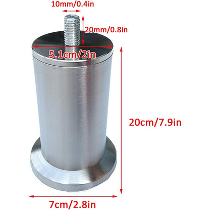 Yangxiaozahuodian - M10 Threaded Rod Adjustable Furniture Legs, Brushed Stainless Steel, 20cm