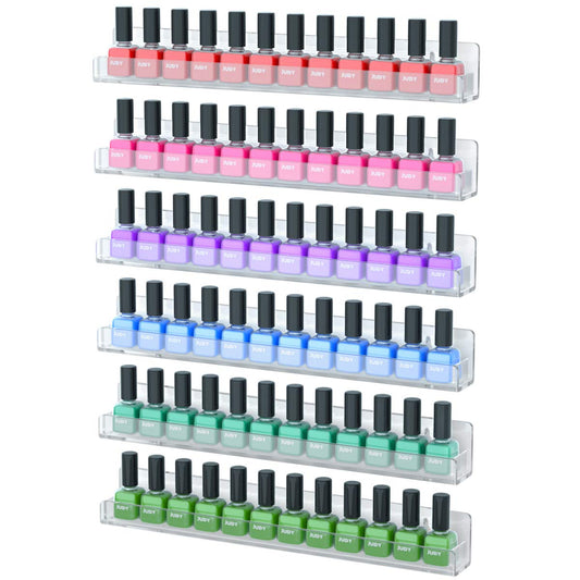 Niubee - 6 Pack Wall Mounted Nail Polish Rack With Anti-Slip Inserts