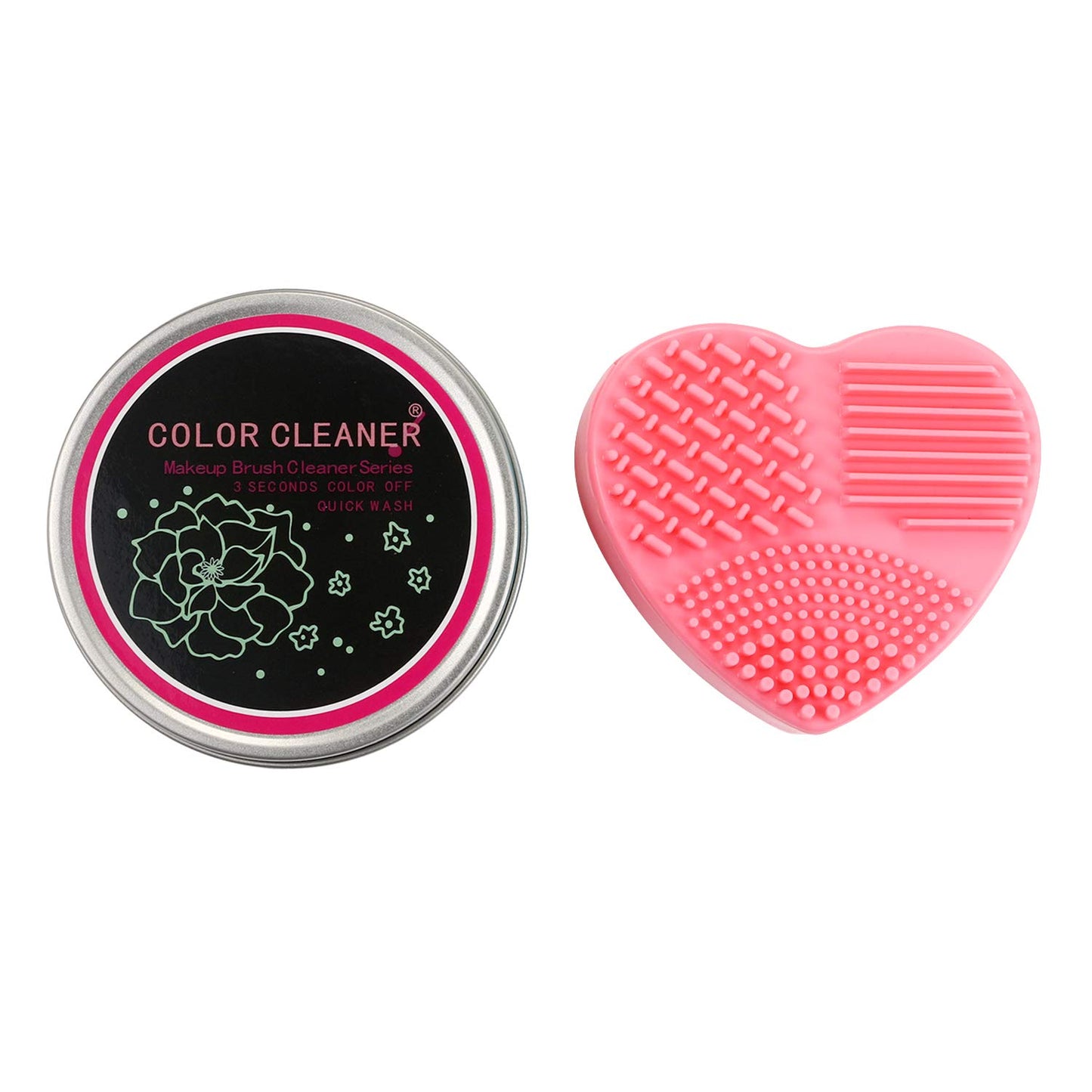 Vtrem - Heart Shaped Makeup Brush & Sponge Cleaner With Color Removal (Pink)