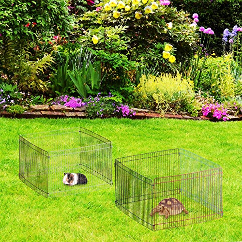 Relaxdays - Small Animals Enclosure 8 Panels Narrow Mesh Free Run for Guinea Pigs