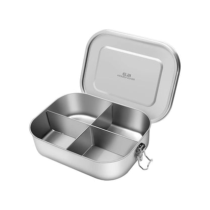 G.A Homefavor - Leak Proof Stainless Steel Bento Box, 1400Ml, 4 Compartments