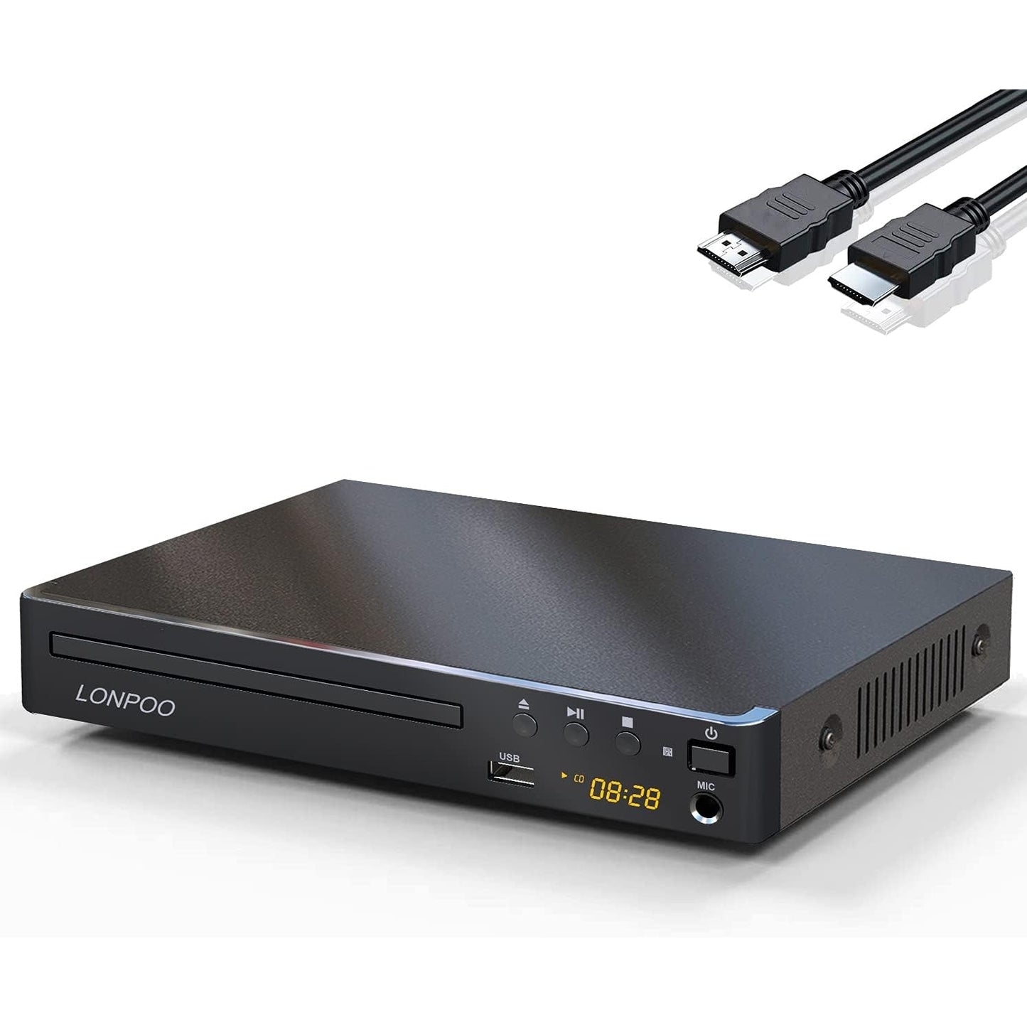 Zhongxinguang - Lonpoo HD DVD Player for TV with HDMI/AV/Coaxial, 1080P, USB & Mic Output