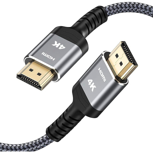 Highwings - 4K@60Hz HDMI Cable 10Ft, Nylon Braided, Supports Ethernet, HDR, 3D, ARC