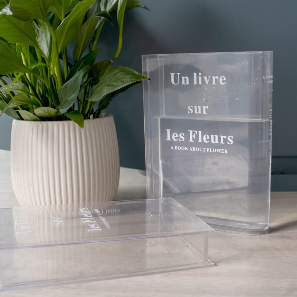 Clear Book - Artistic Acrylic Flower Vase For Home & Office Decor