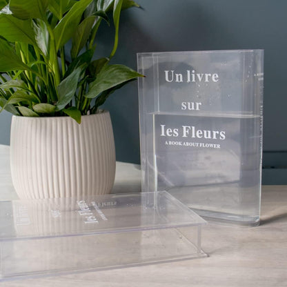 Clear Book - Artistic Acrylic Flower Vase For Home & Office Decor