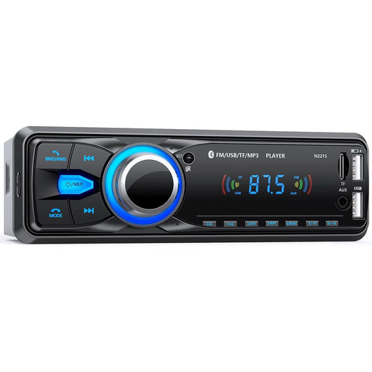 Chismos - Bluetooth Car Stereo 5.0, 1 Din, Supports USB/Aux/SD/TF/MP3, iOS/Android