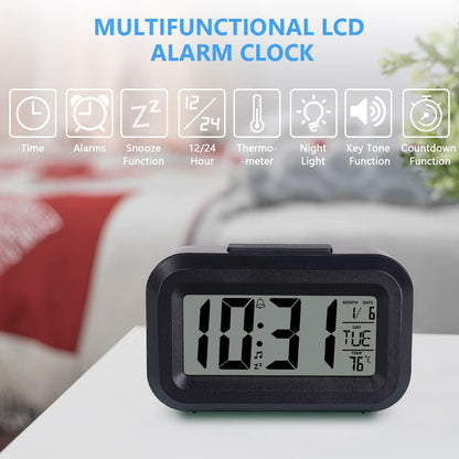 Vicloon - Digital Alarm Clock With LED Display, Snooze, Temperature, Date, Timer (Black)