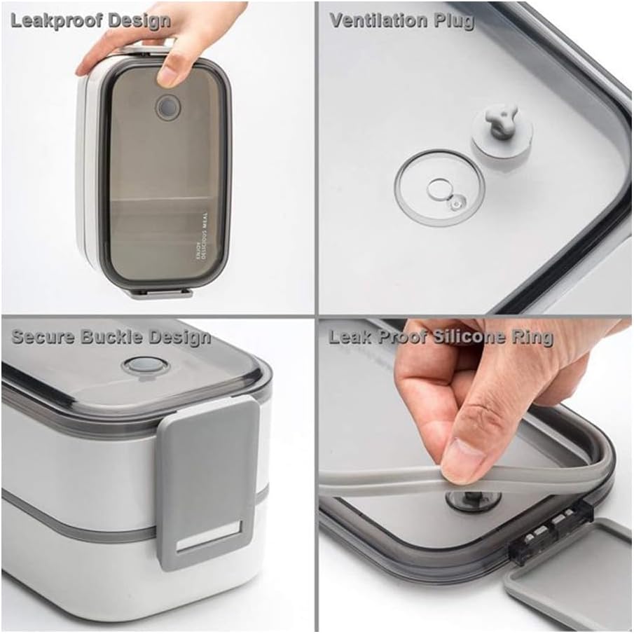 Cozy Nest - Stainless Steel Leak-Proof Bento Lunch Box With 2 Compartments, Spoon & Fork