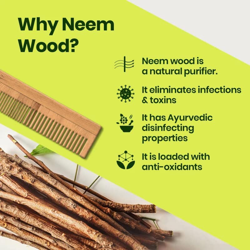 Kolkata Saree Warehouse - Organic Neem Wood Comb For Hair Growth