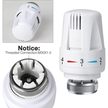 Swetup - Trv Thermostatic Radiator Valve, 4 Pieces, M30 X 1.5, White