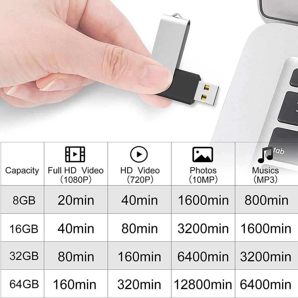 Almemo - 2 Pack 64GB USB 2.0 Flash Drives Swivel Design - Black