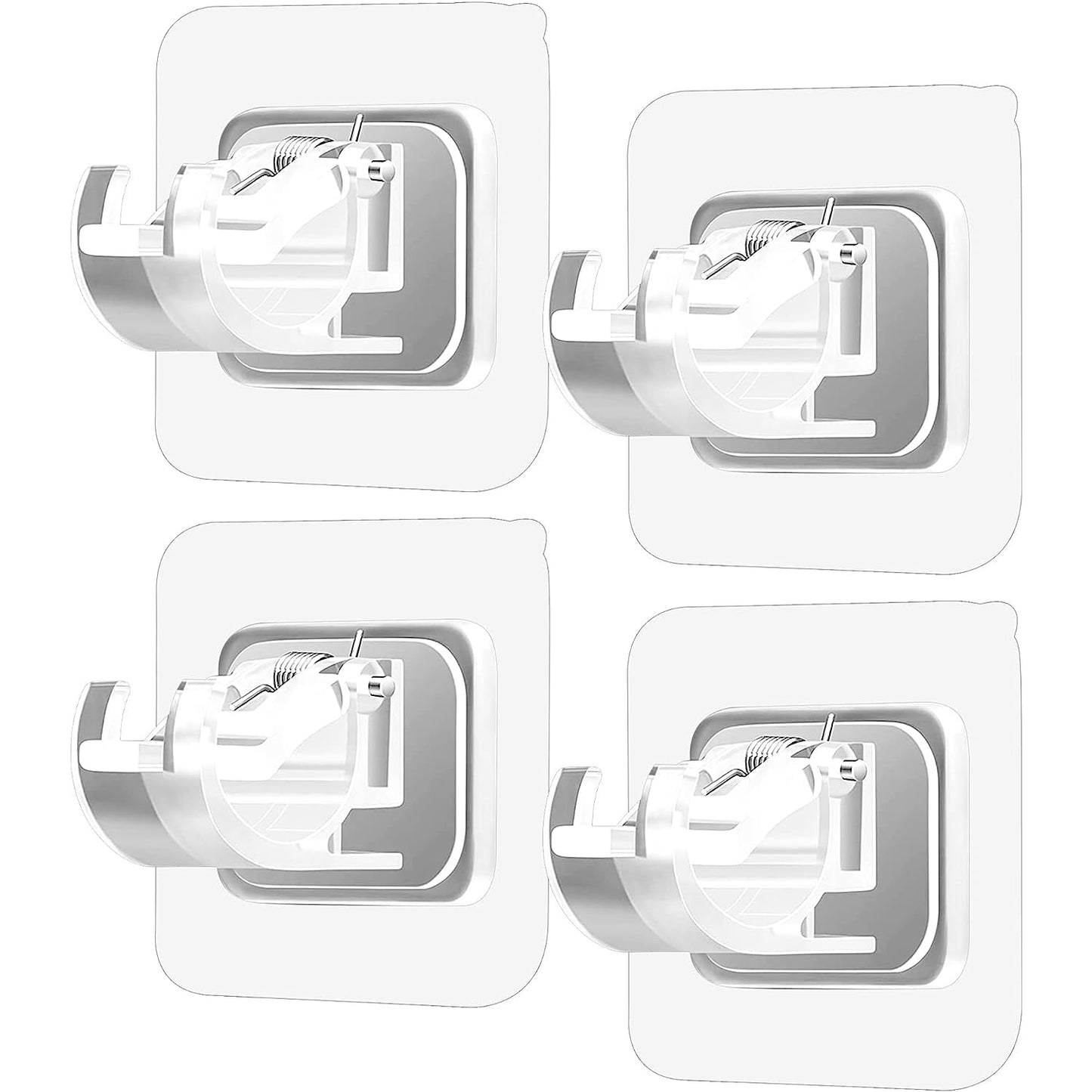 Qxore - No Drill Self Adhesive Curtain Rod Brackets (4Pcs)