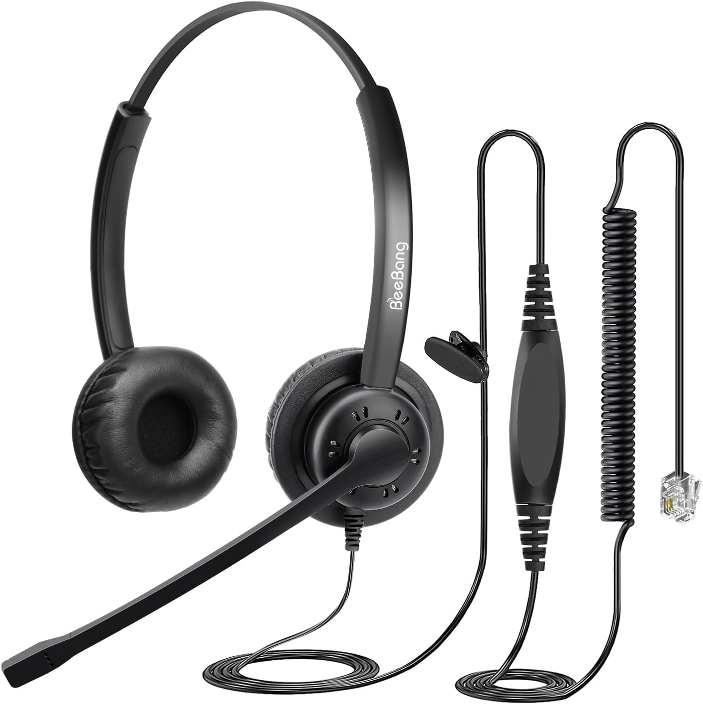 Beebang - Telephone Headset With Noise Canceling Mic, RJ9 For Office Call Center