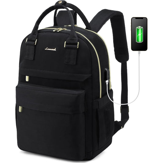 Lovevook - 15.6" Waterproof Laptop Backpack With USB Port, Black