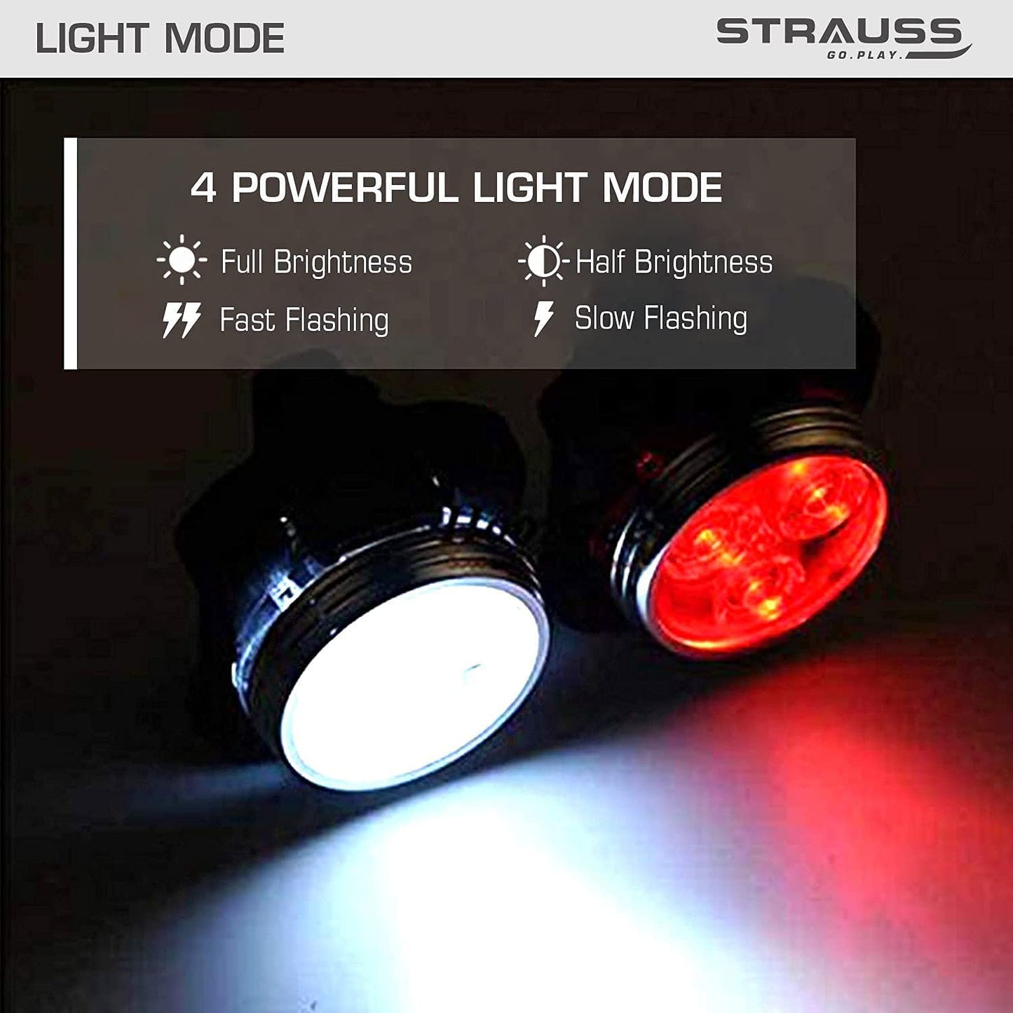 Strauss - Usb Rechargeable Bicycle Light Set | Super Bright Front & Rear Lights