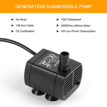 Flintronic - Submersible USB Water Pump for Aquarium, Fish Tank, Hydroponics