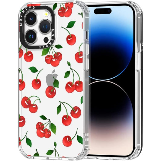 Mosnovo - iPhone 14 Pro Max Clear TPU Bumper Case with Cute Cherry Design