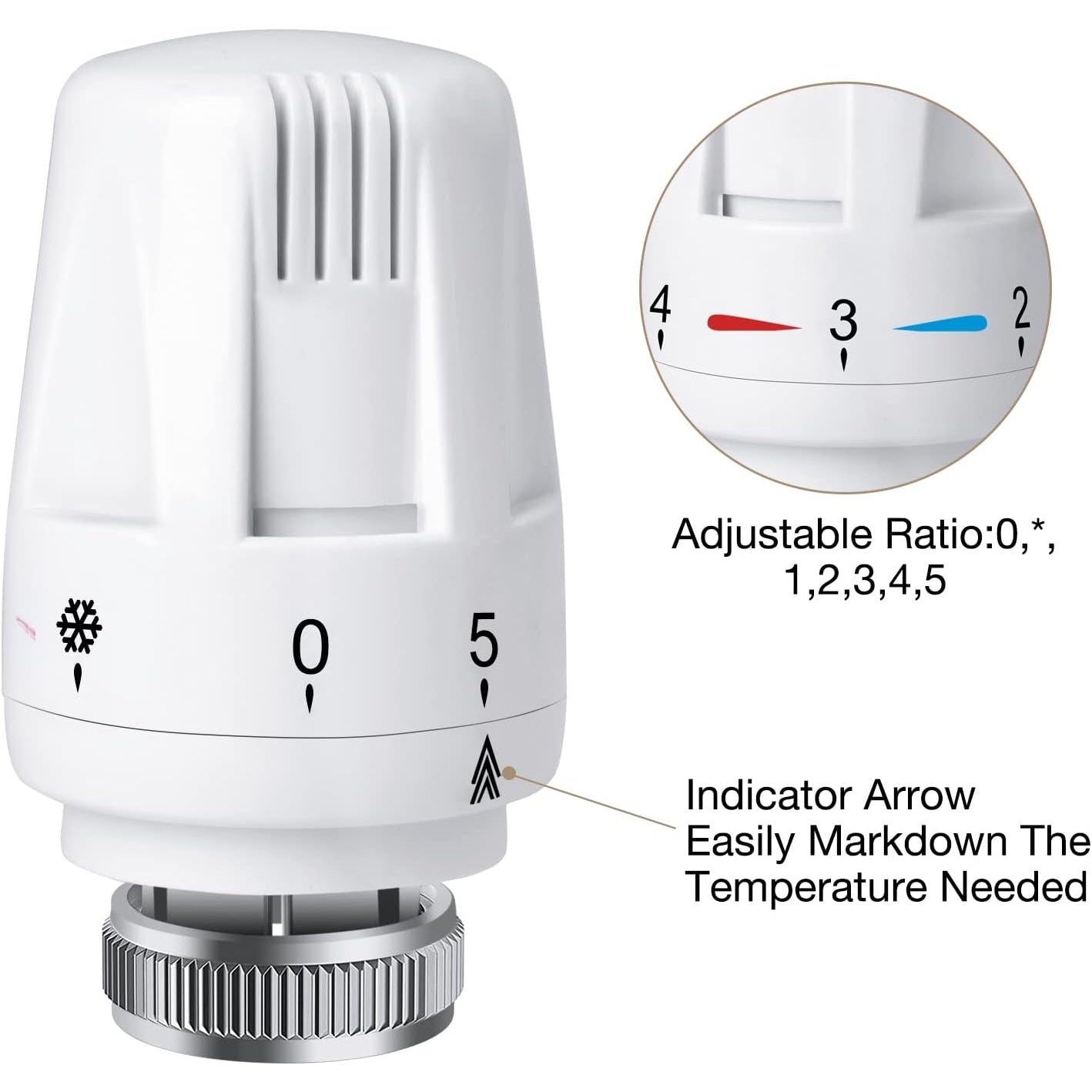 Swetup - Trv Thermostatic Radiator Valve Head, M30 X 1.5, White, 3Pcs