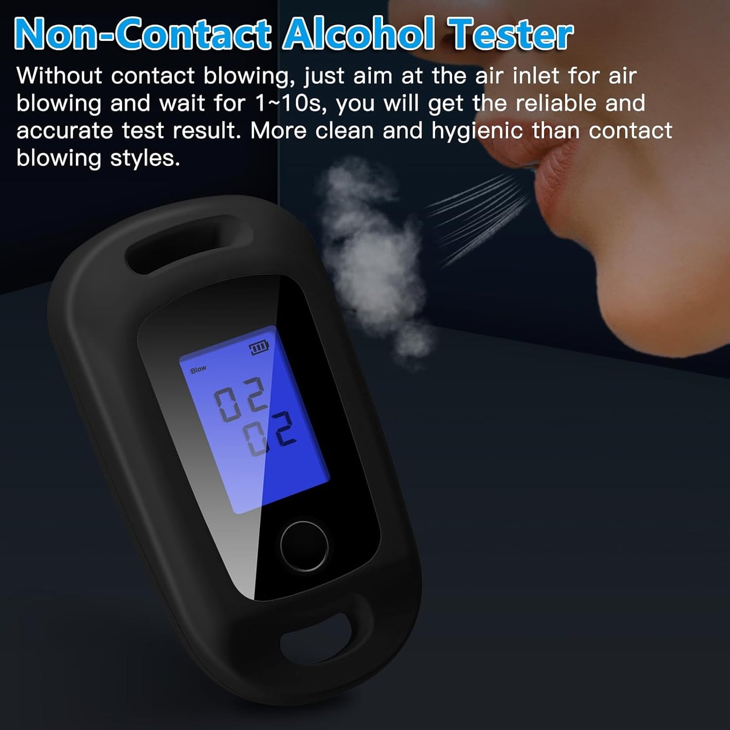 Umelee - Portable Digital Alcohol Tester With LCD Screen (Black)