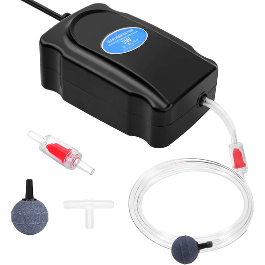 Flintronic - Quiet Aquarium Air Pump Kit With Check Valve & Silicone Hose