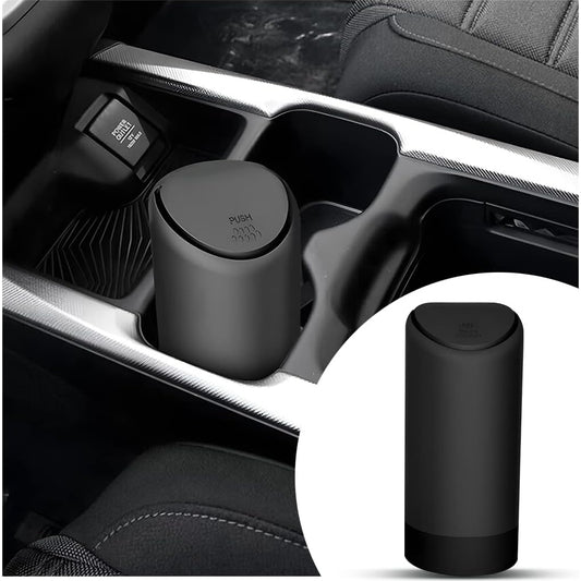 Tsugami - Mini Silicone Car Trash Can With Lid, Waterproof Leakproof (Black)