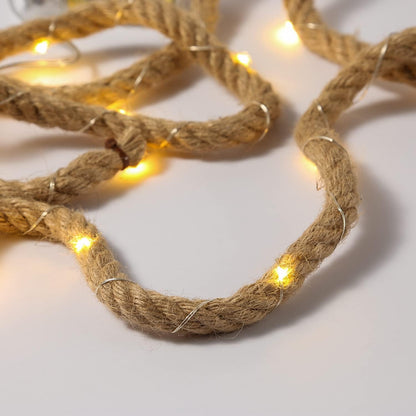 Marelida - Jutta LED Fairy Lights, Jute Rope, Warm White, 1.5M, Battery Operated