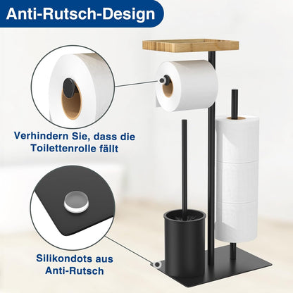 Toilet Set - Stainless Steel Toilet Paper Holder With Brush And Wipes Box