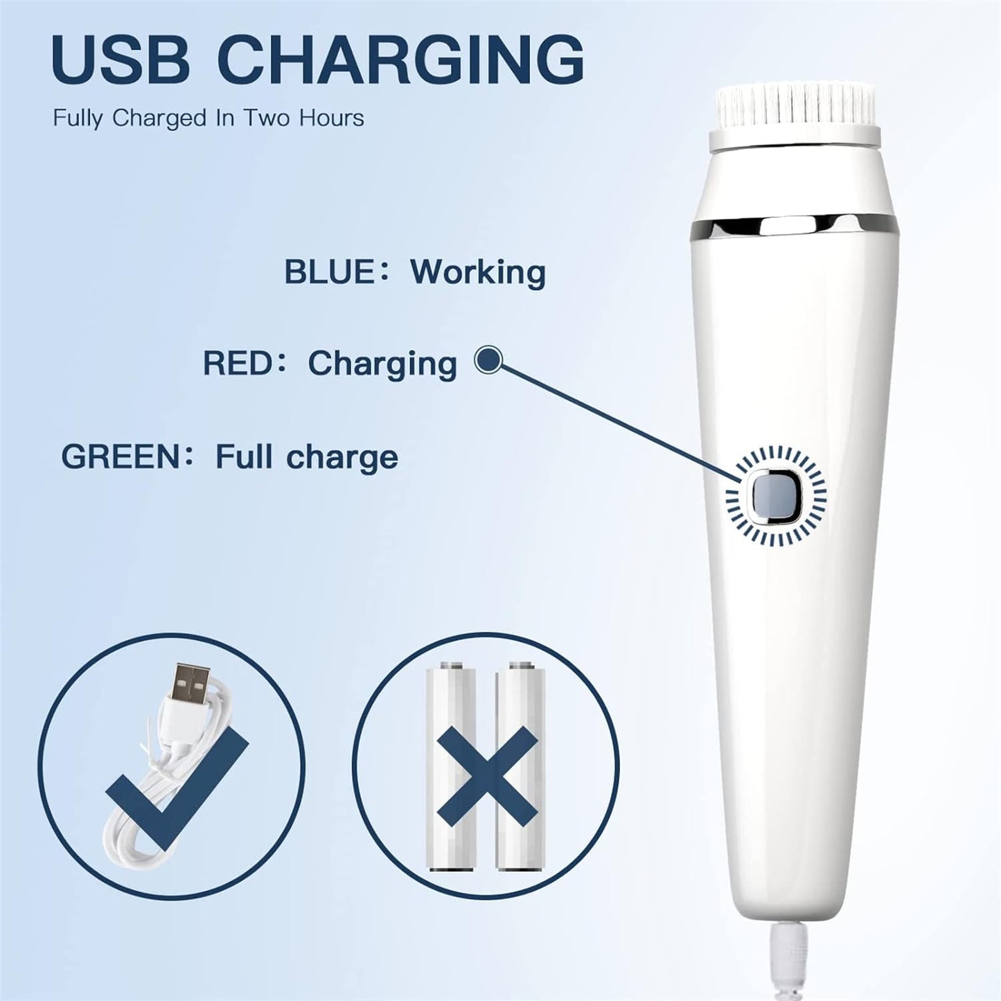 Arabest - 4 In 1 Rechargeable Facial Cleansing Brush (White)