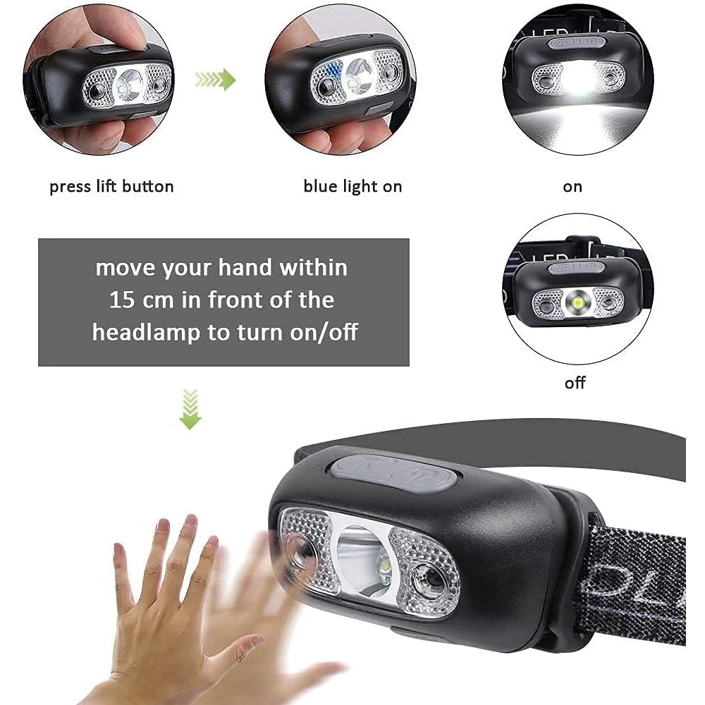 Flintronic - Led Head Torch, Usb Rechargeable, Ipx6 Waterproof, 160 Lumen, Motion Sensor