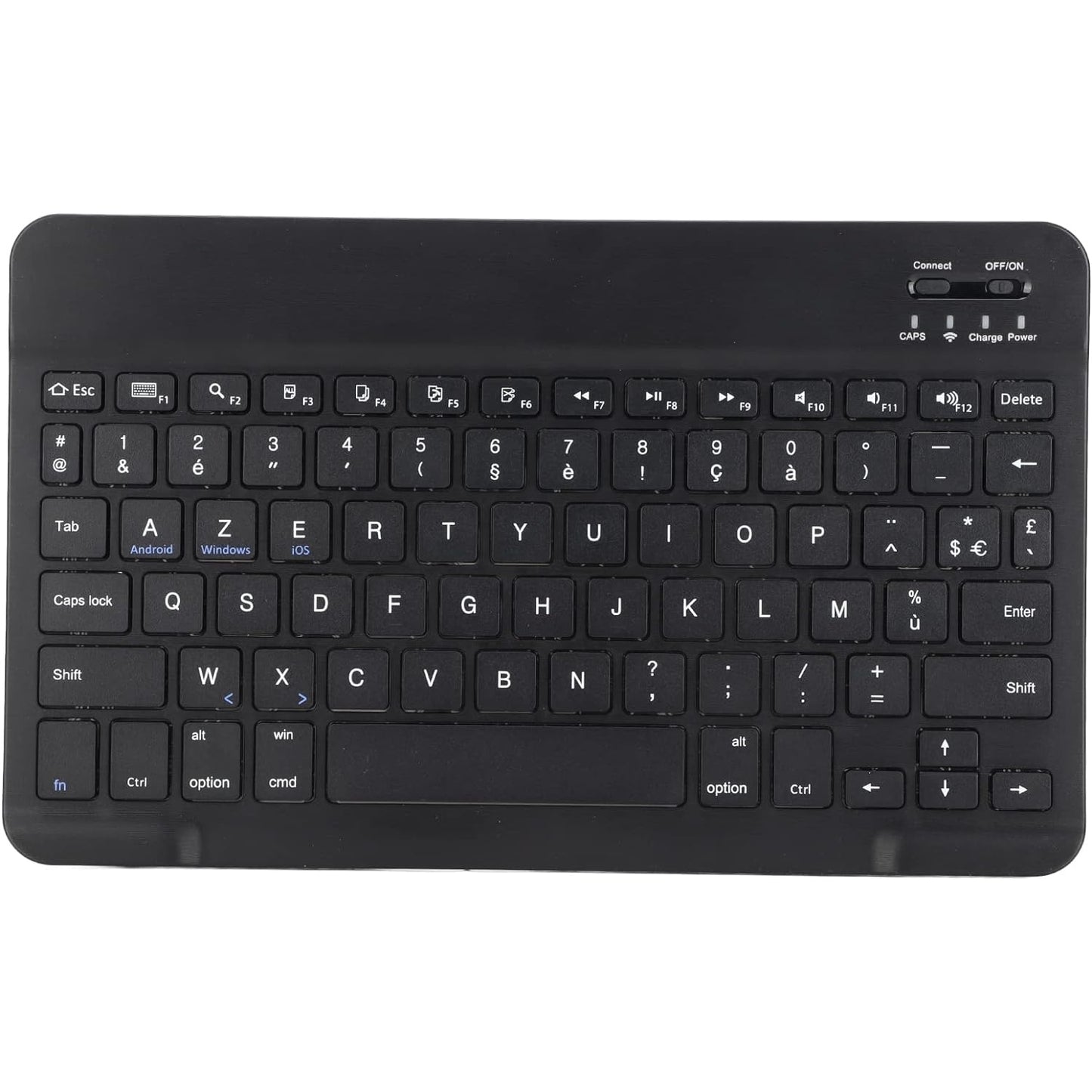 Bewinner - Wireless French Azerty Bluetooth Keyboard, 10-Inch Slim Portable (Black)