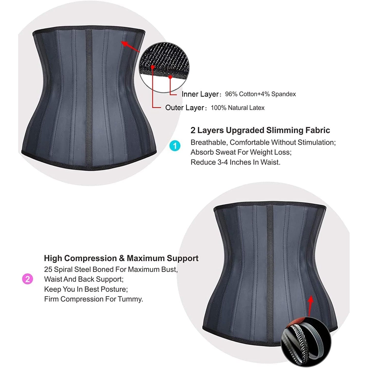 Yianna - Latex Waist Trainer Corset for Women