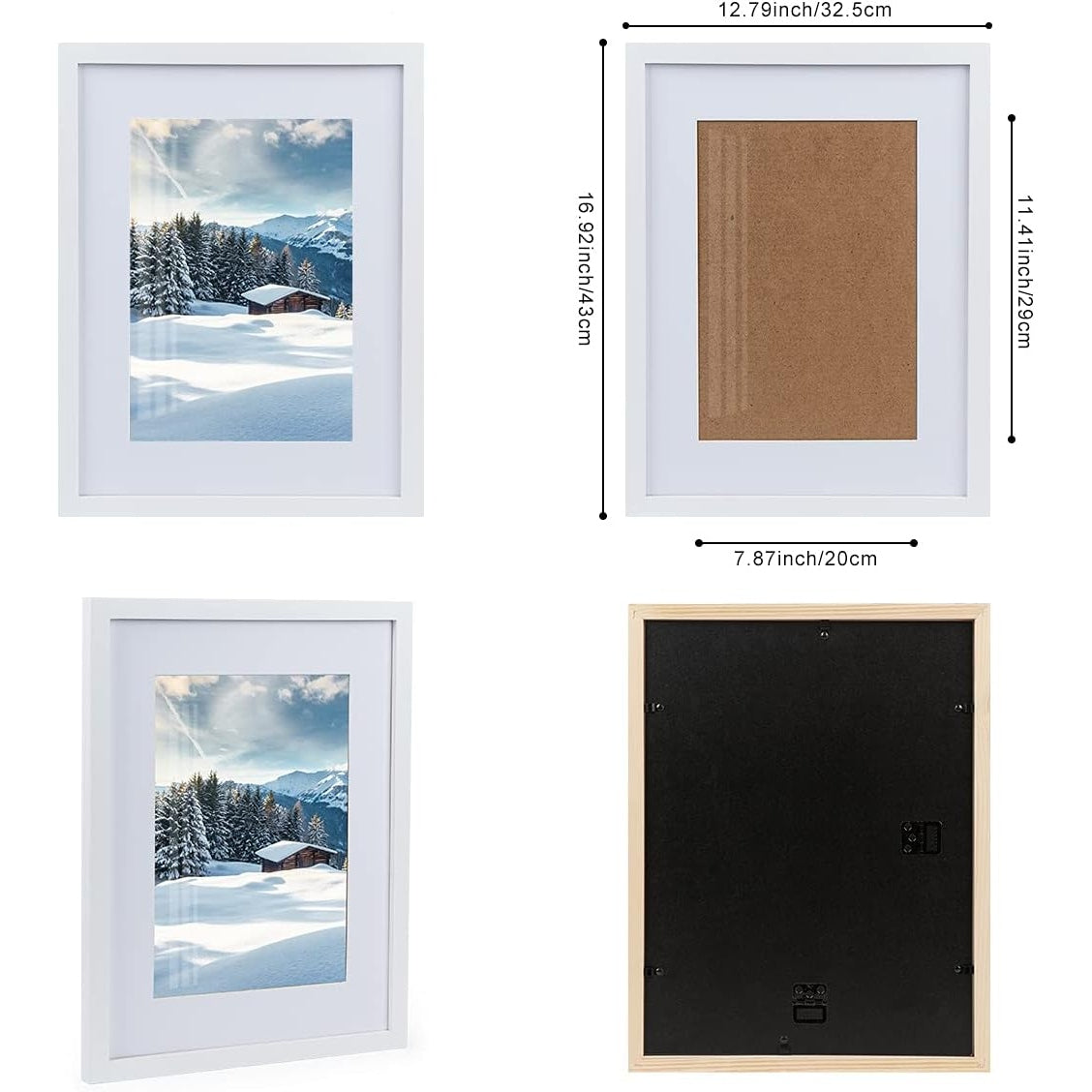 Joyshare - 30x40cm Black & White Wood Frame Set of 2