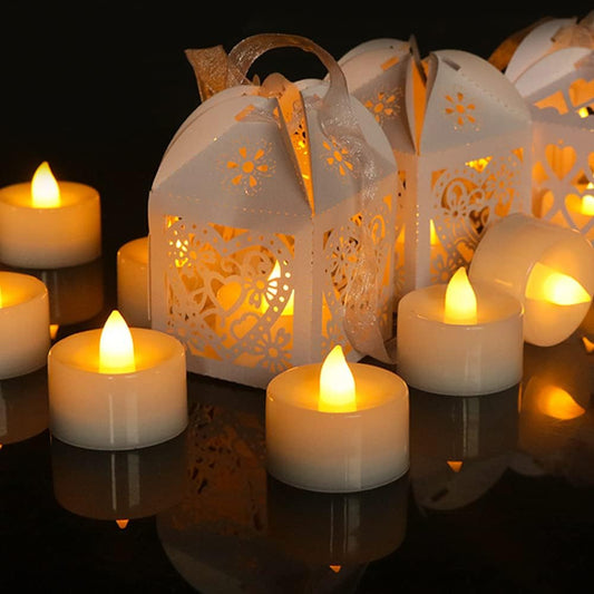 Plauso - Tea Lights With Timer, Pack Of 12, Electric Flickering Led, Flameless Candles