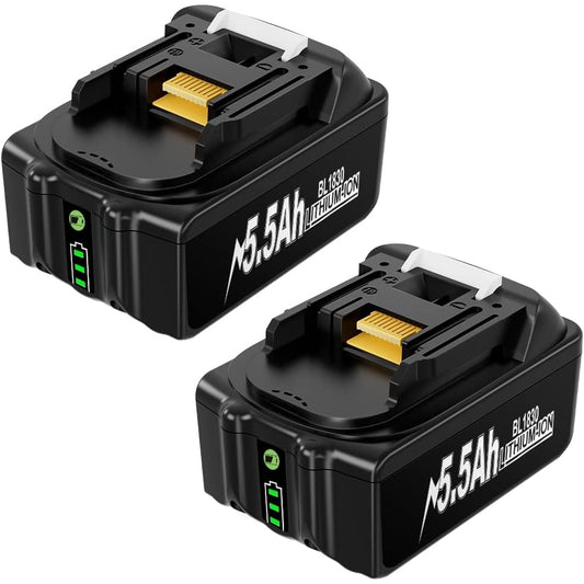 Aimax - 18V 5.5Ah Li-Ion Battery for Makita Bl1850 (Pack of 2)