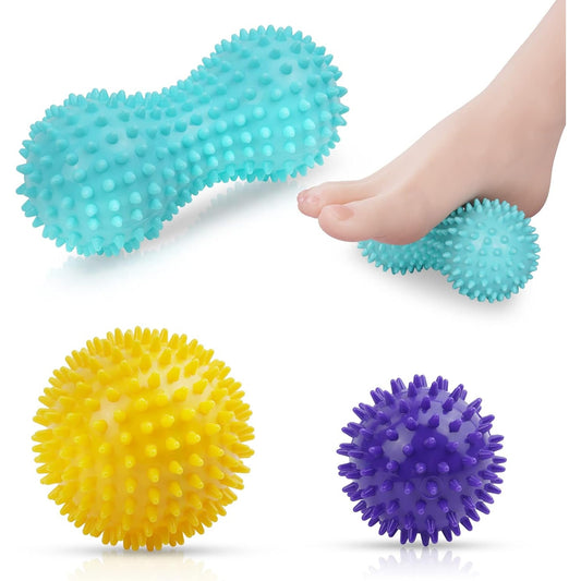 Uraqt - Massage Balls Set of 3: Spiked, Hard, For Back, Legs, Feet, Hands