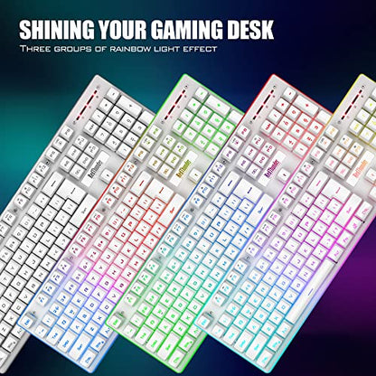 RedThunder - K10 Wireless Gaming Keyboard & Mouse Combo, LED Backlit, UK Layout