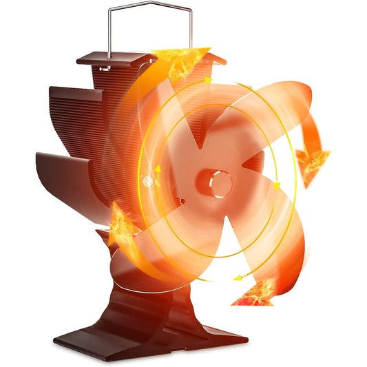 Signstek - Heat Powered Wood Stove Fan, Non Electric, Eco Friendly, 4 Blades