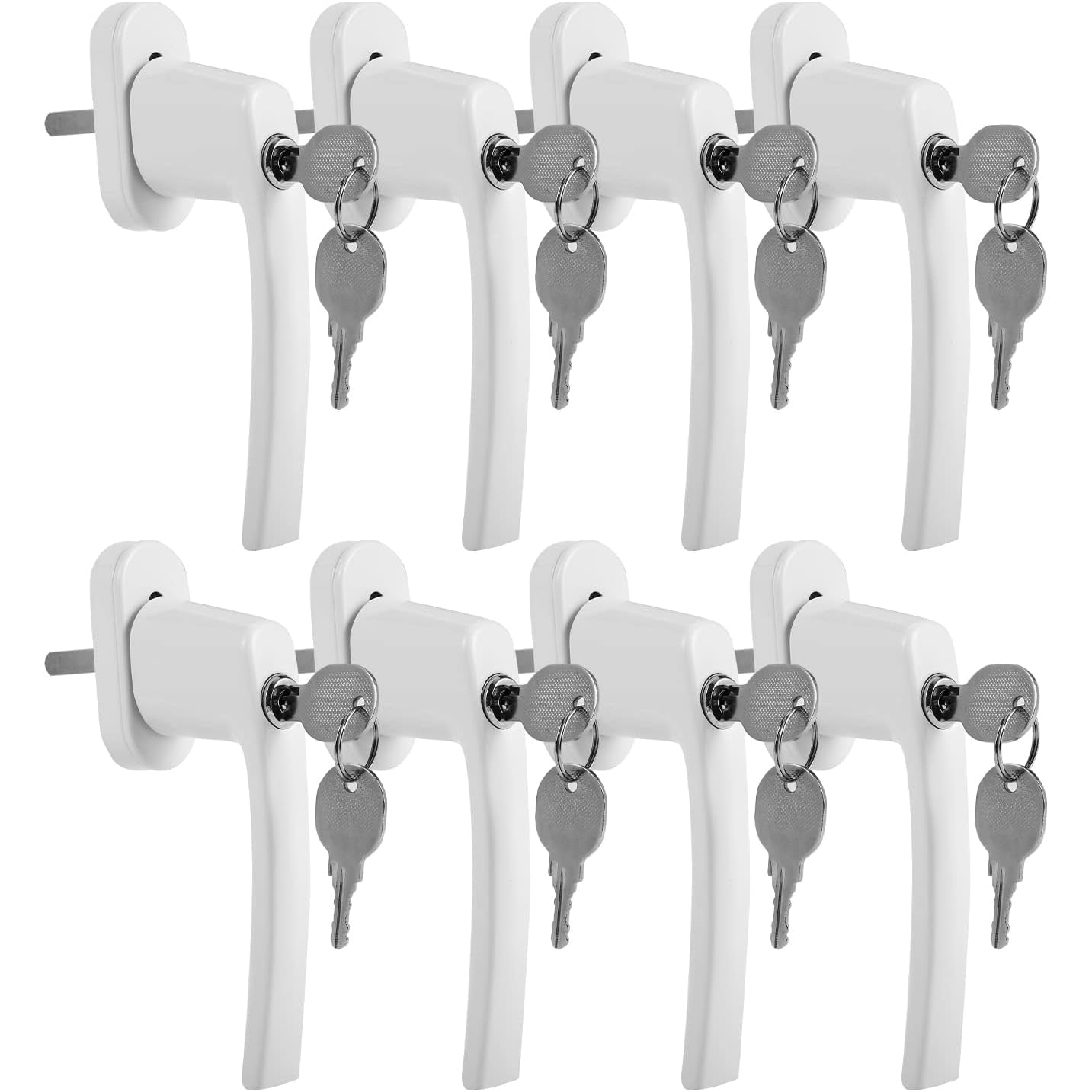 Tubiaz - Lockable Aluminum Window Handles With Child Safety Lock (8 Pcs, White)