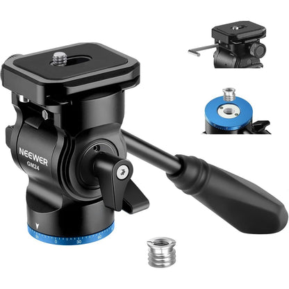 Neewer - Tripod Fluid Head With Arca Quick Release Plate And Handle (Blue)