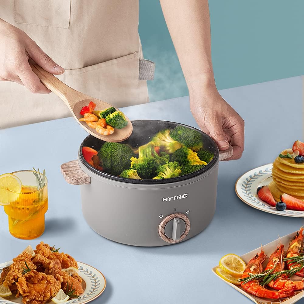 Hytric - 1.5L Mini Electric Hot Pot With Handle, Nonstick Frying Pan, Dual Power Control