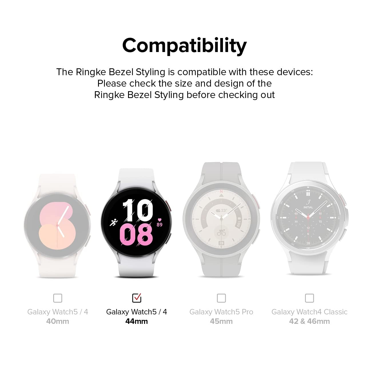 Rearth - Ringke Bezel Styling For Samsung Galaxy Watch 4 44Mm Stainless Steel - Silver