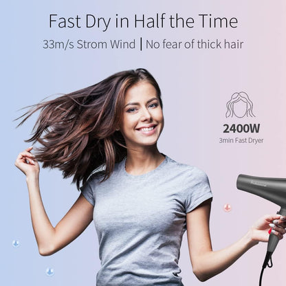 Faszin - Ion Hair Dryer 2400W With 4 Styling Diffusers Storm Series S100 Grey