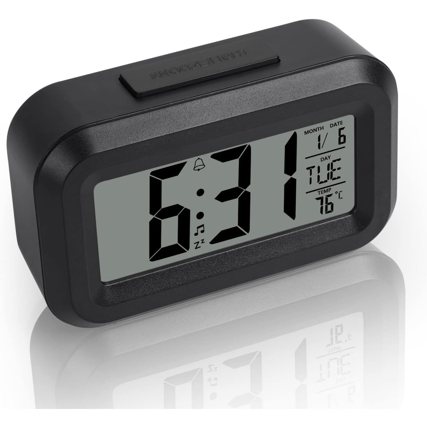 Vicloon - Digital Alarm Clock With LED Display, Snooze, Temperature, Date, Timer (Black)