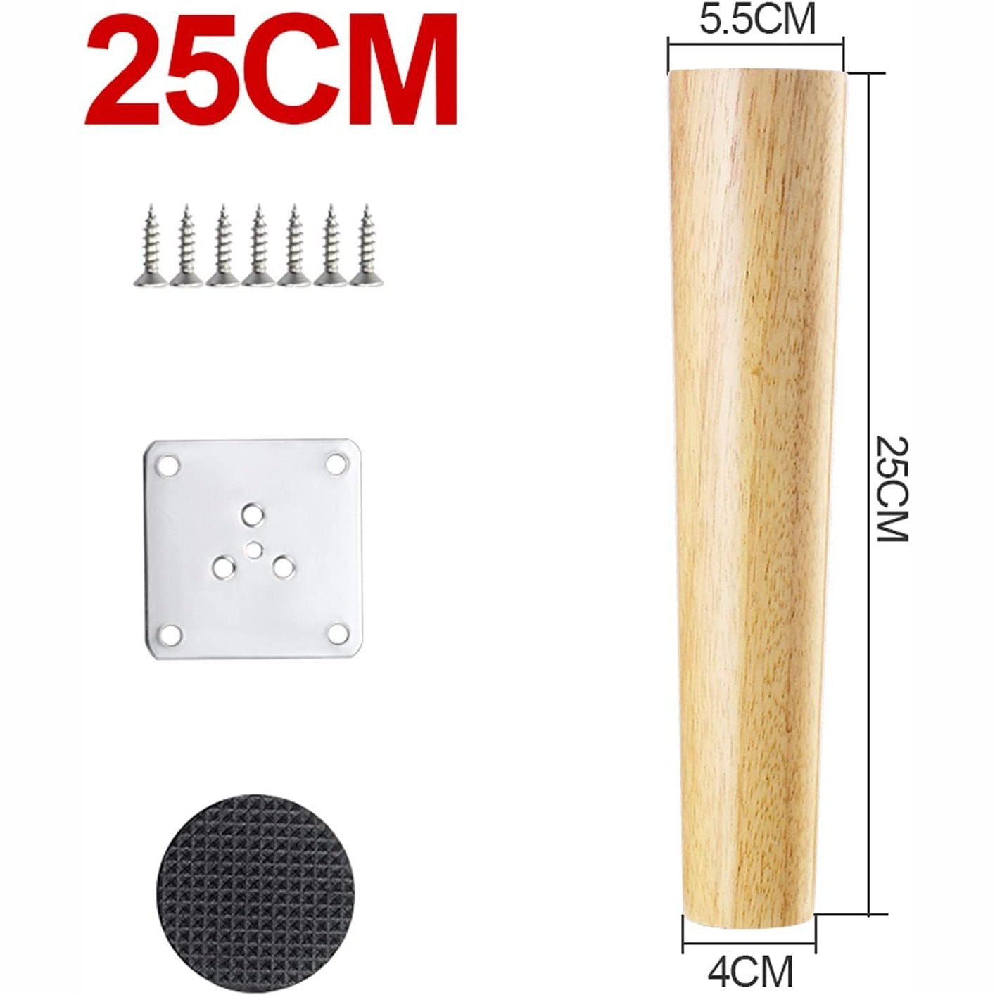 Rhalfndgfm - 4 Pieces Solid Wood Furniture Legs With Mounting Plate And Screws