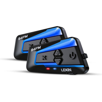 Lexin - B4Fm Motorcycle Bluetooth Headset, 10 Riders Intercom, 2 Pack