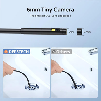 Depstech - 1080P Dual Lens Wireless Endoscope With Light, 16.5Ft