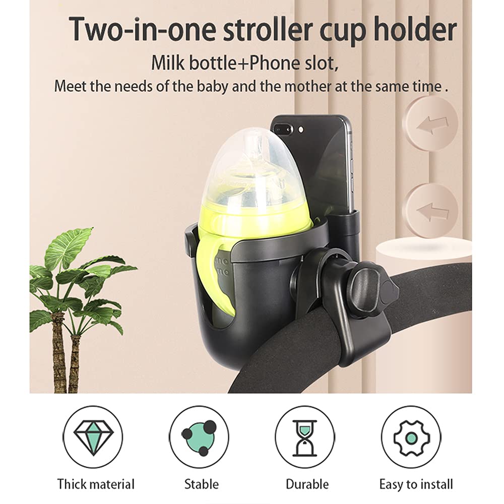 Generic - Stroller Cup Holder 2-in-1 Phone & Bottle Holder with Anti-Slip Pad