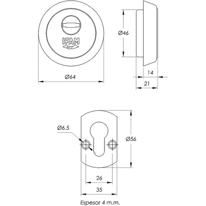 Ifam - Es610 Lock Fittings Chrome Steel Plate With Pull Out Protection