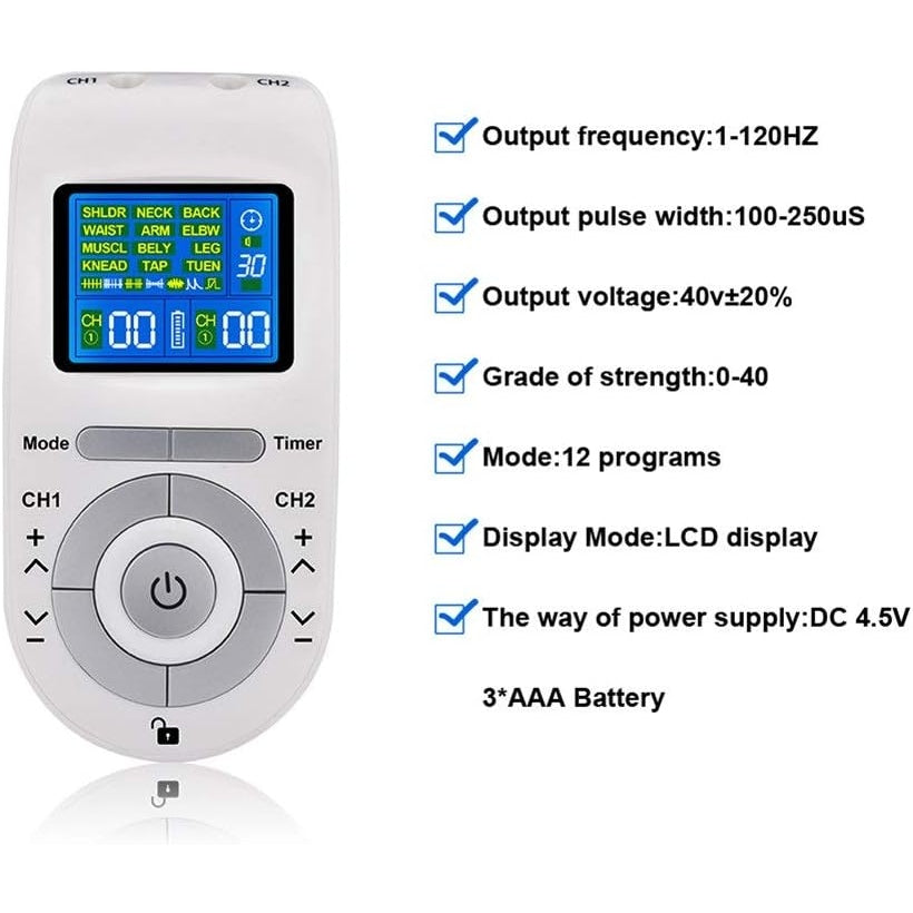 Dispositifs Stimul - Tens Muscle Stimulator 12 Modes With 4 Electrodes For Pain Relief