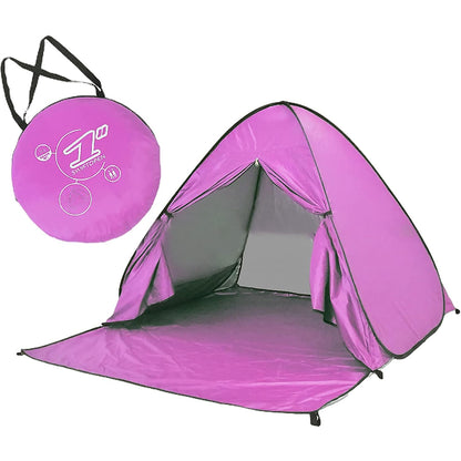 Jamron - UV-Protection Pop-Up Beach Tent With Zipper Door, Purple